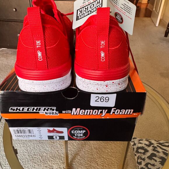 Skechers Work BULKLIN BALRAN Comp Toe Shoes – Women’s Size 9 Red Slip Resistant - Picture 3 of 8